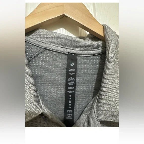 Lululemon Metal Vent Tech Polo Shirt Mens L Gray Black Golf Performance - Picture 2 of 9